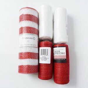 Red & White Decorative Mesh Roll Bundle